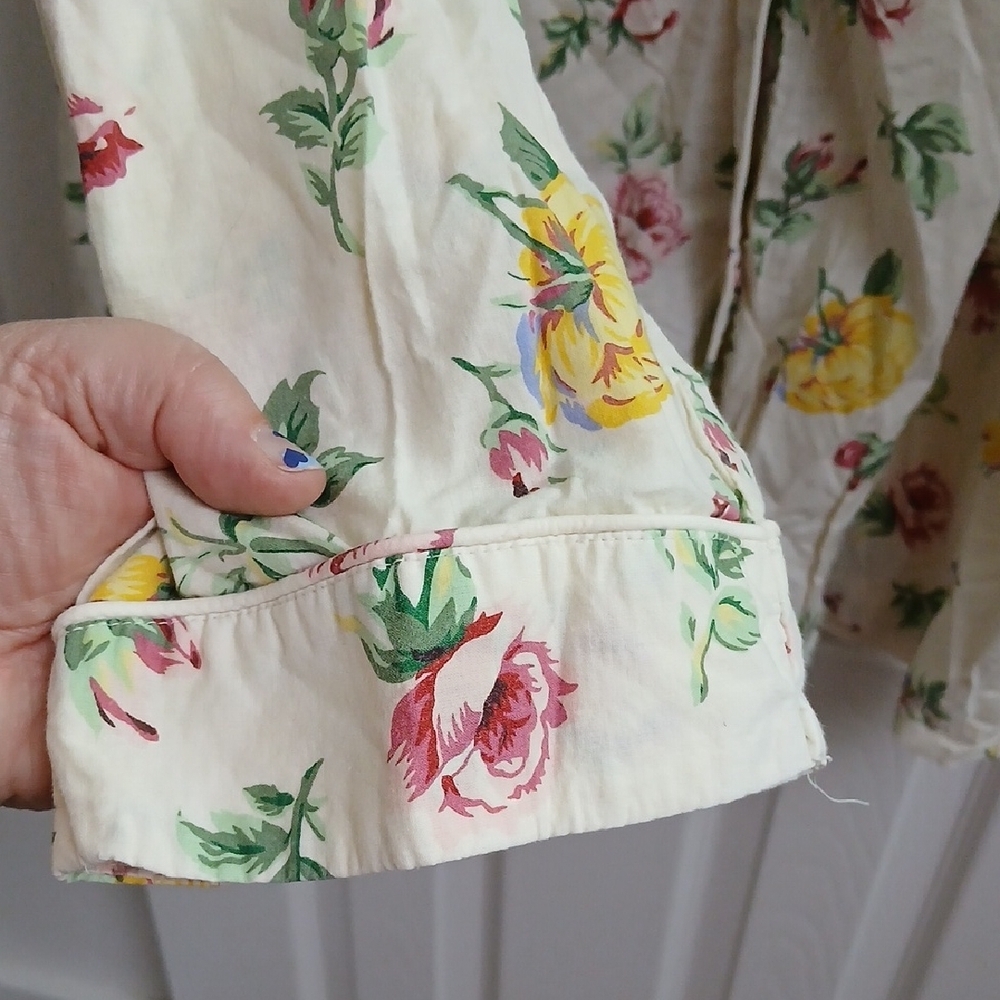 Vintage Gold Label Victoria's Secret Floral Cotton Button Front Sleep Top XL - Picture 5 of 12